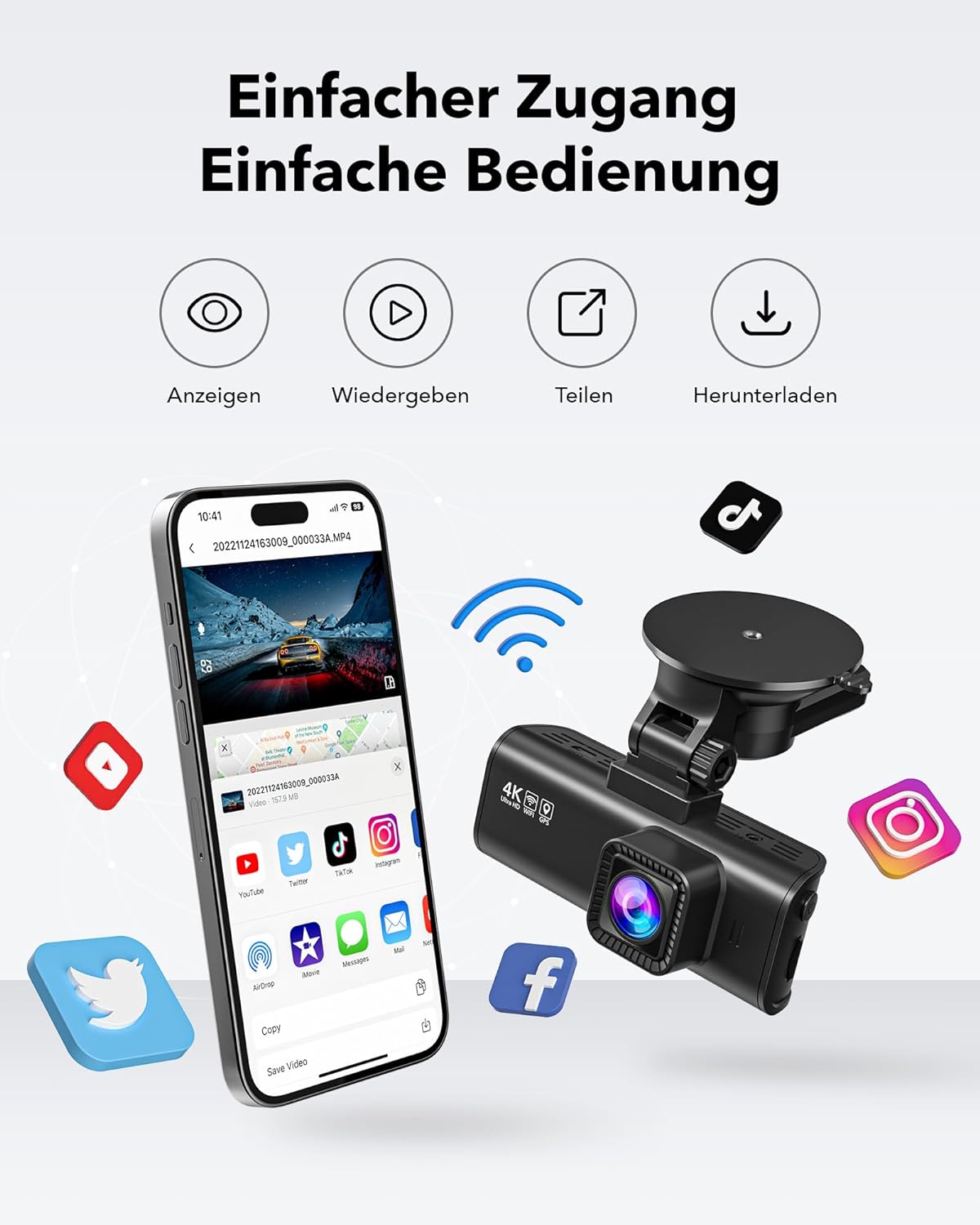 Hydrah DashCam Pro - 310° Dashcam mit Wifi funktion